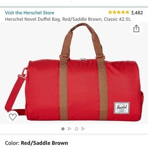 NWOT Red Saddle Brown Herschel Duffel bag